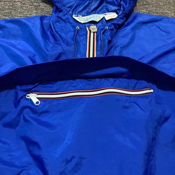 Vintage 80s Adidas Originals Windbreaker Lightweight Hooded Packable Mens Large - Picture 5 of 13